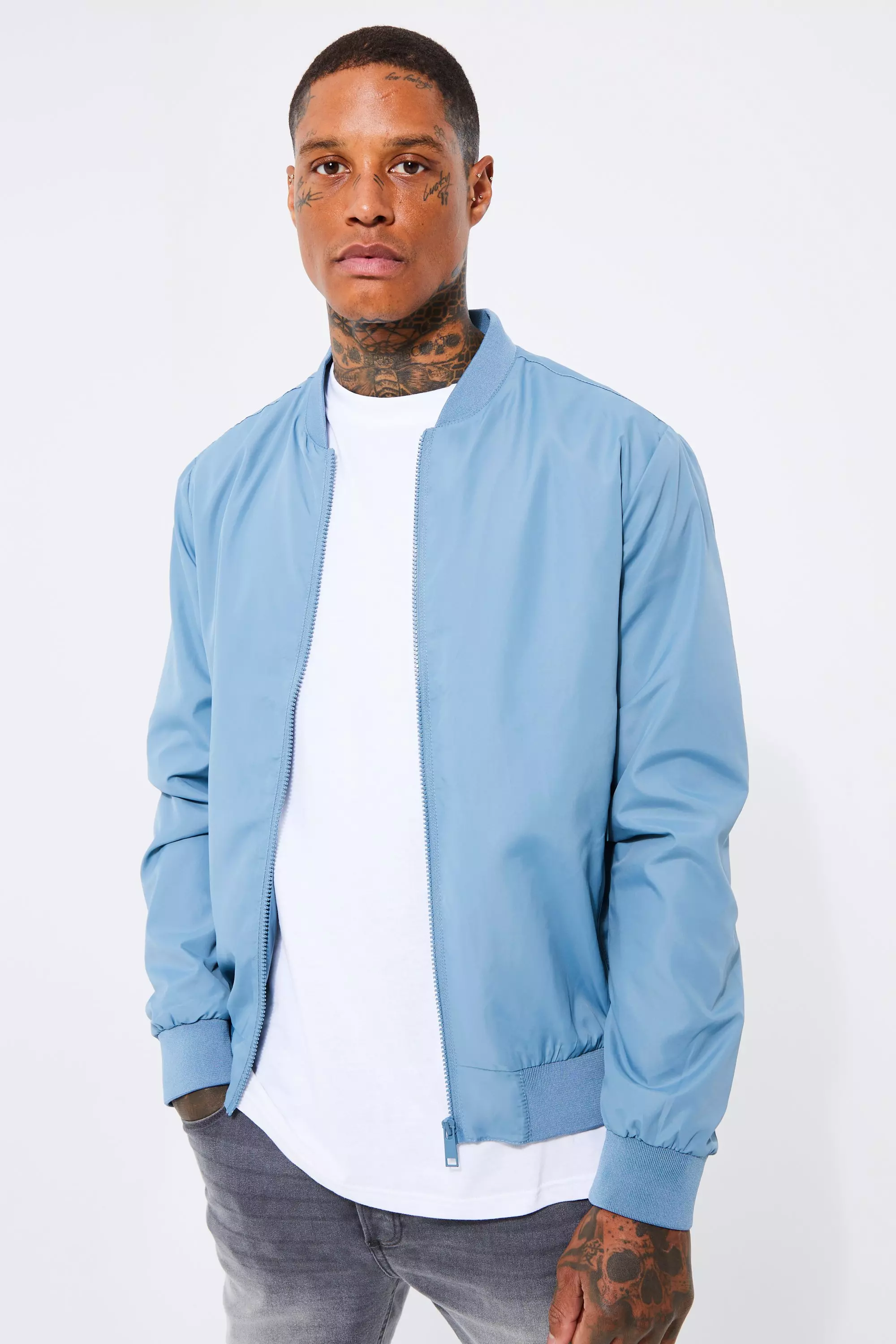 Baby blue bomber jacket sales mens